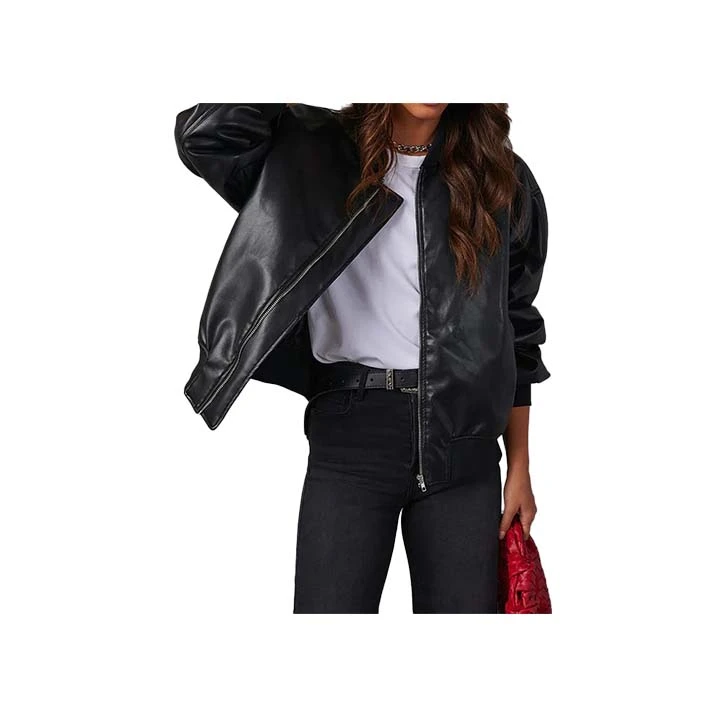 Jacket Store USA Women™s Black Leather Bomber Jacket