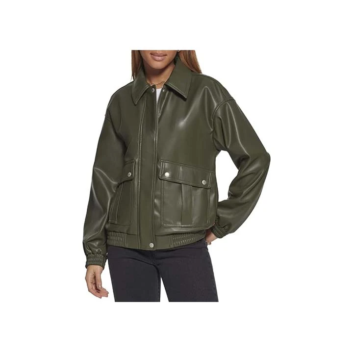 Jacket Store USA Women™s Green Leather Bomber Jacket