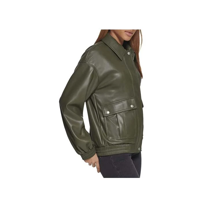 Jacket Store USA Women™s Green Leather Bomber Jacket