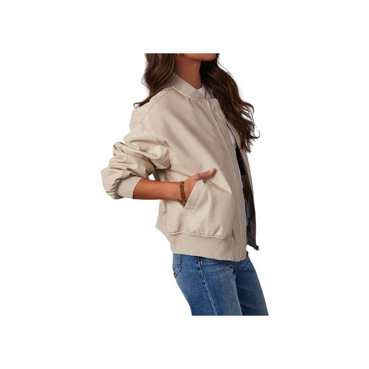 Jacket Store USA Women™s Ember Beige Leather Bomber Jacket