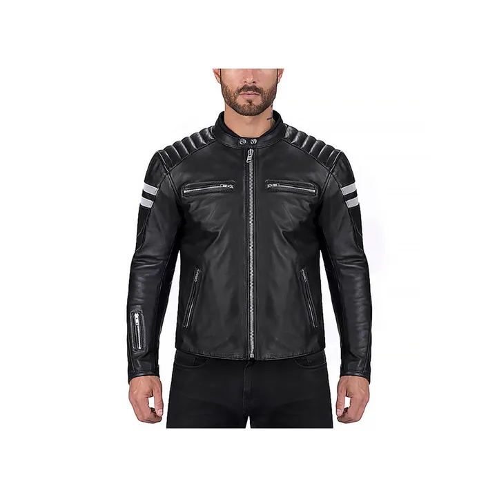 Jacket Store USA Men™s Vertical Striped Motorcycle Jacket