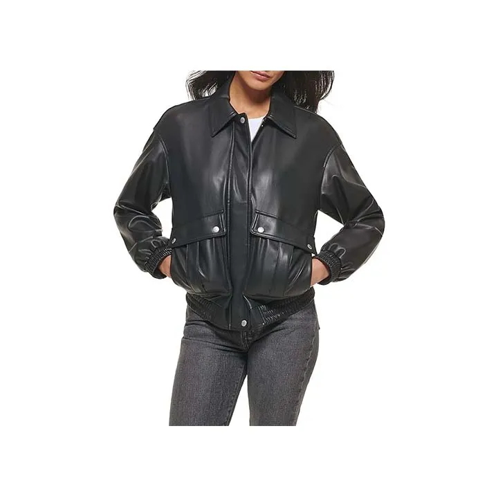 Jacket Store USA Posh Black Leather Bomber Jacket