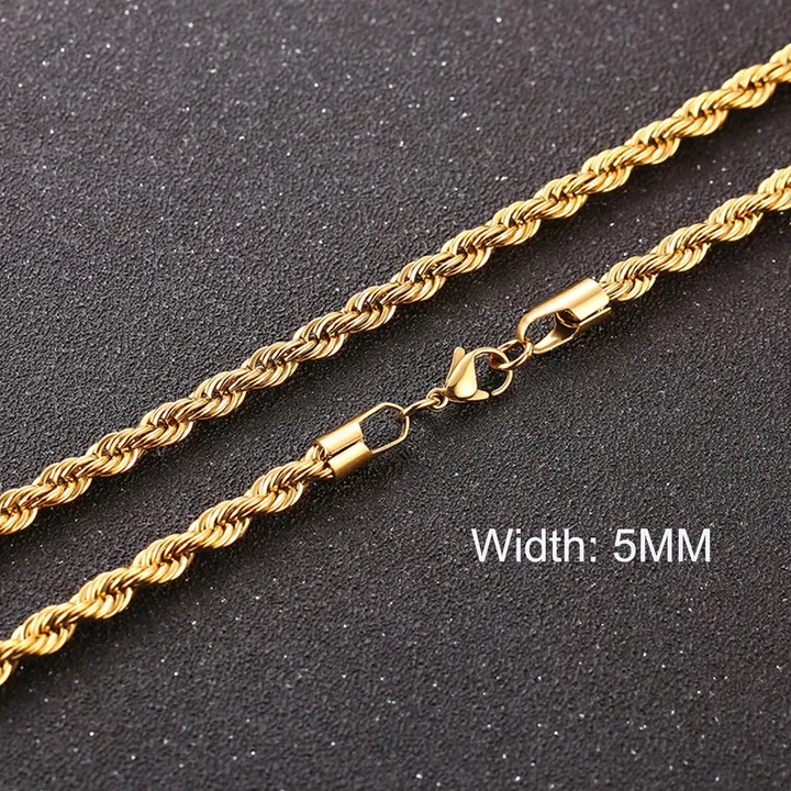 ZYNE 5mm Rope Chain Necklaces For Men Women