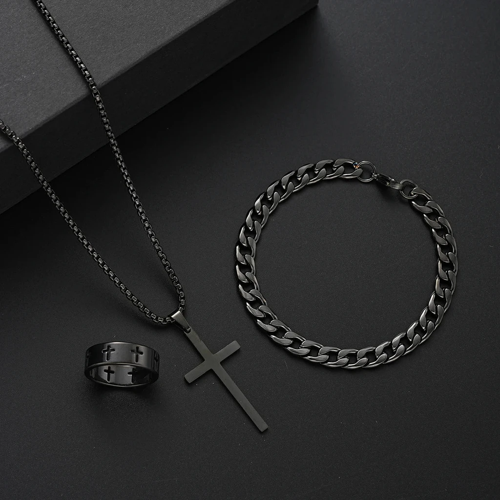 ZYNE Stainless Steel Retro Jewelry Set for Men