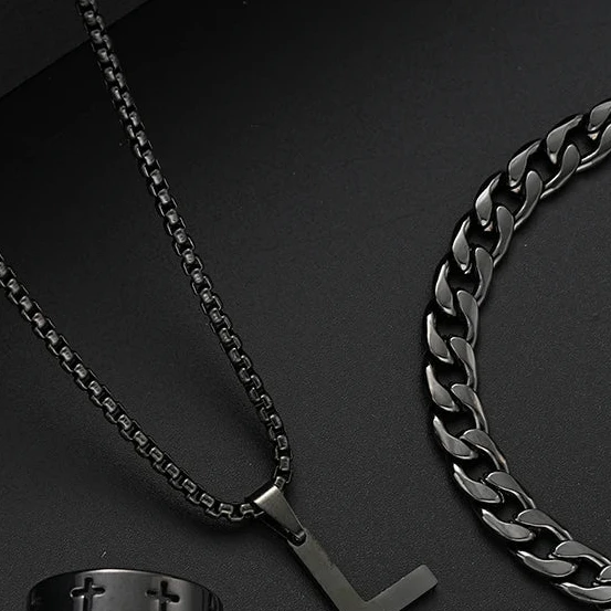 ZYNE Stainless Steel Retro Jewelry Set for Men
