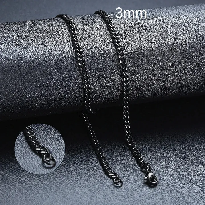 ZYNE 3mm Cuban Chain Necklaces For Men Women