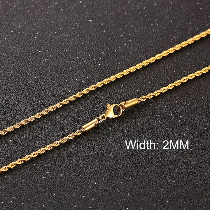 ZYNE 2mm Rope Chain Necklaces For Men Women