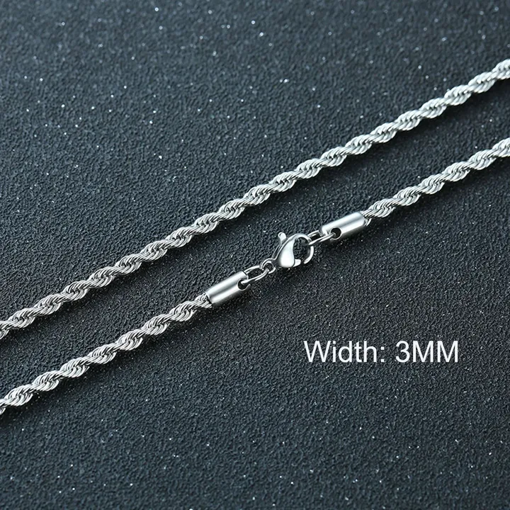 ZYNE 3mm Rope Chain Necklaces For Men Women