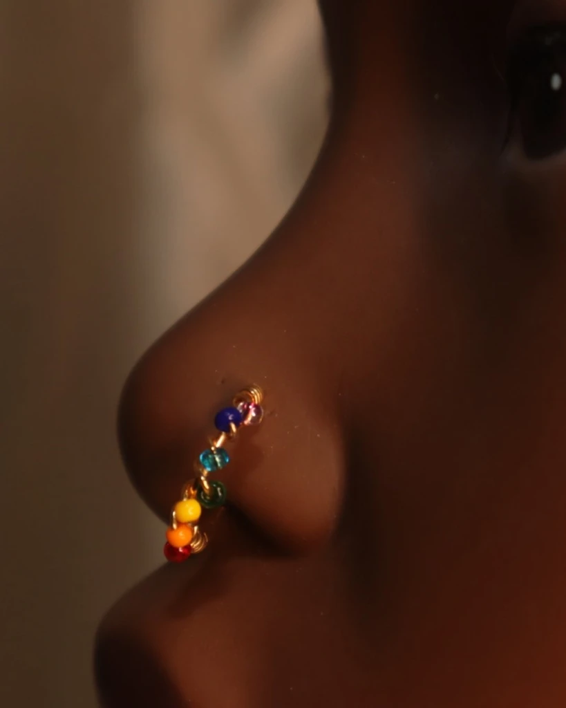 YonidaPunani Charka Color Beads Nose Hoop Ring