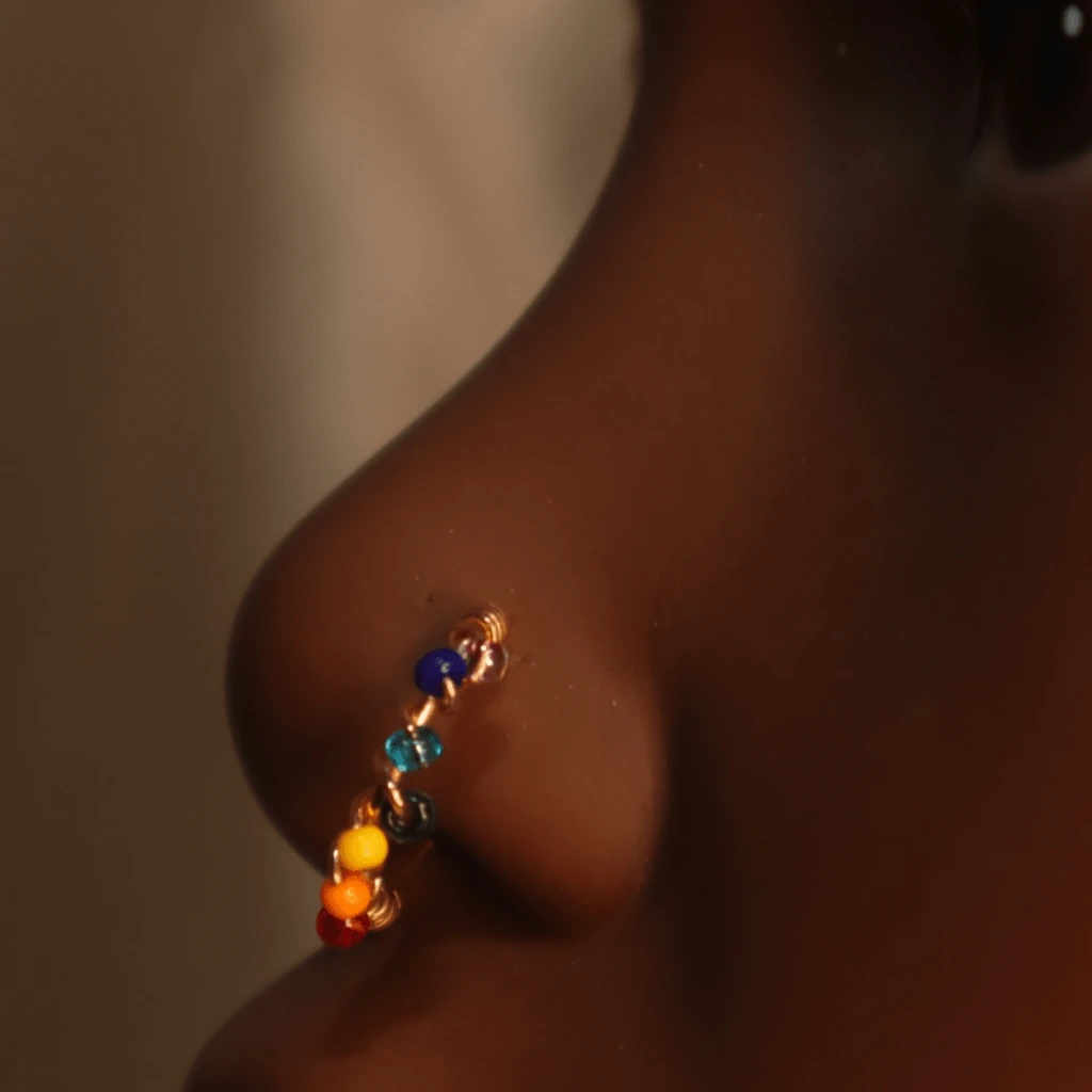 YonidaPunani Charka Color Beads Nose Hoop Ring