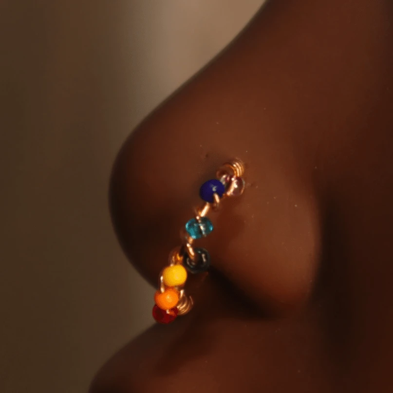 YonidaPunani Charka Color Beads Nose Hoop Ring