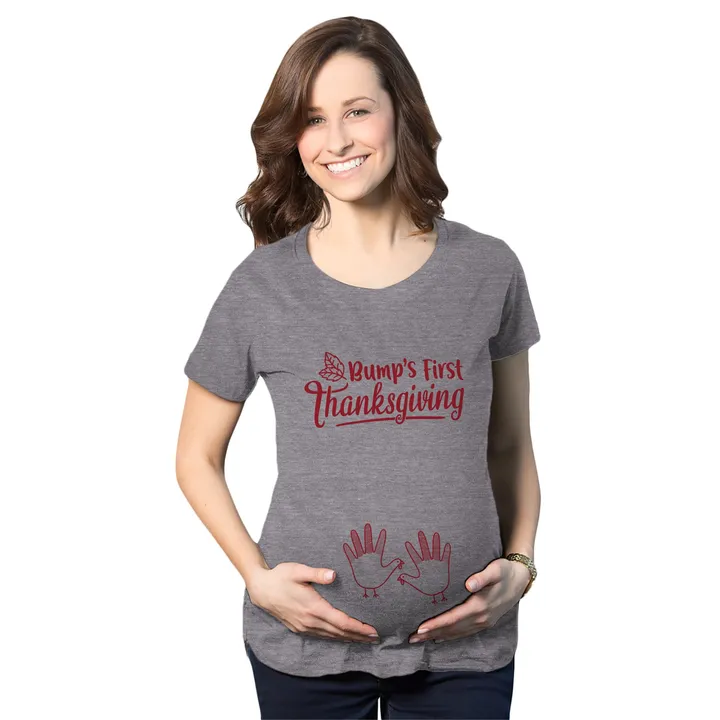 Crazy Dog T Shirts Bump's First Thanksgiving Maternity T Shirt