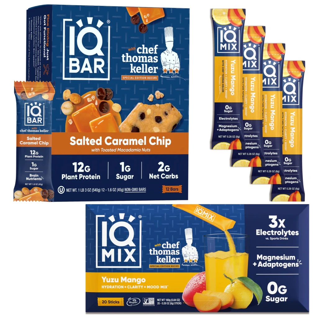 IQBAR Yuzu Mango & Salted Caramel Chip Bars Bundle