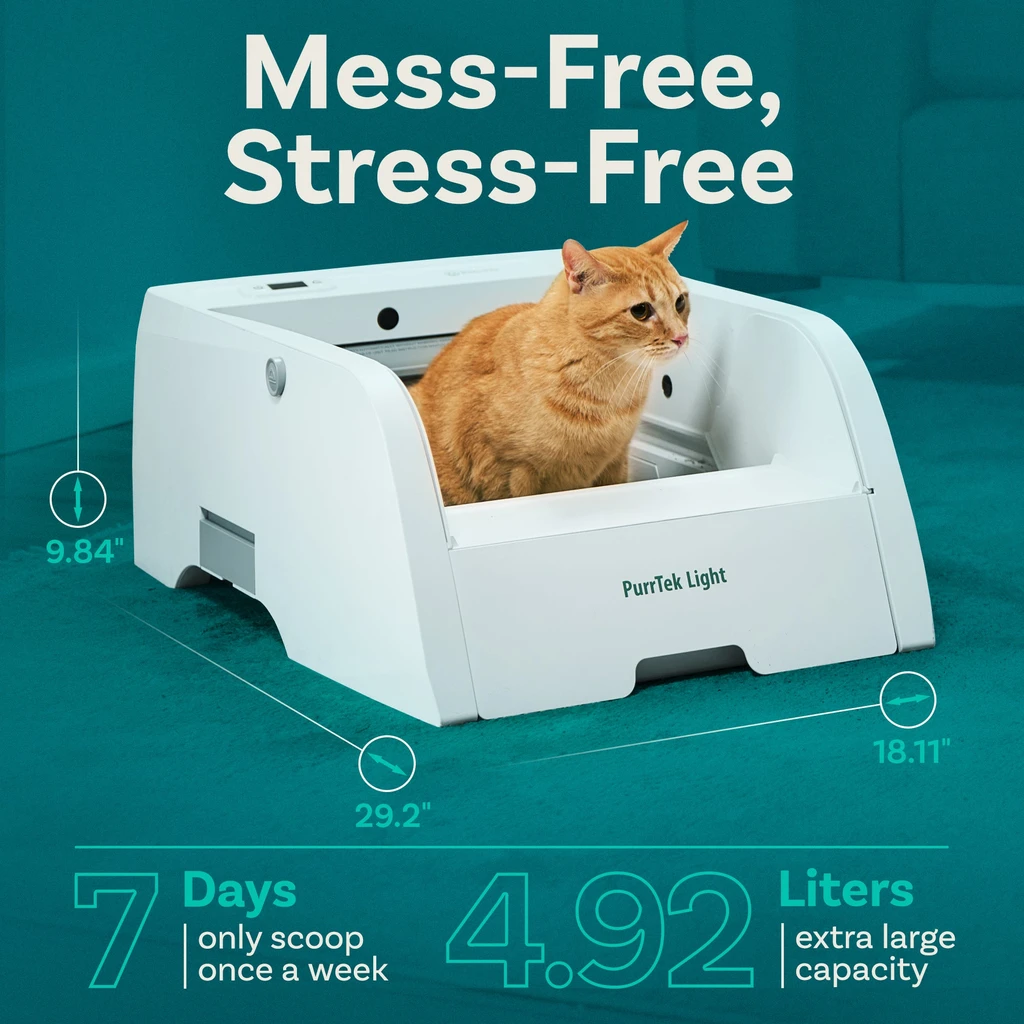 Petcove PurrTek™ Light Self-Cleaning Litter Box