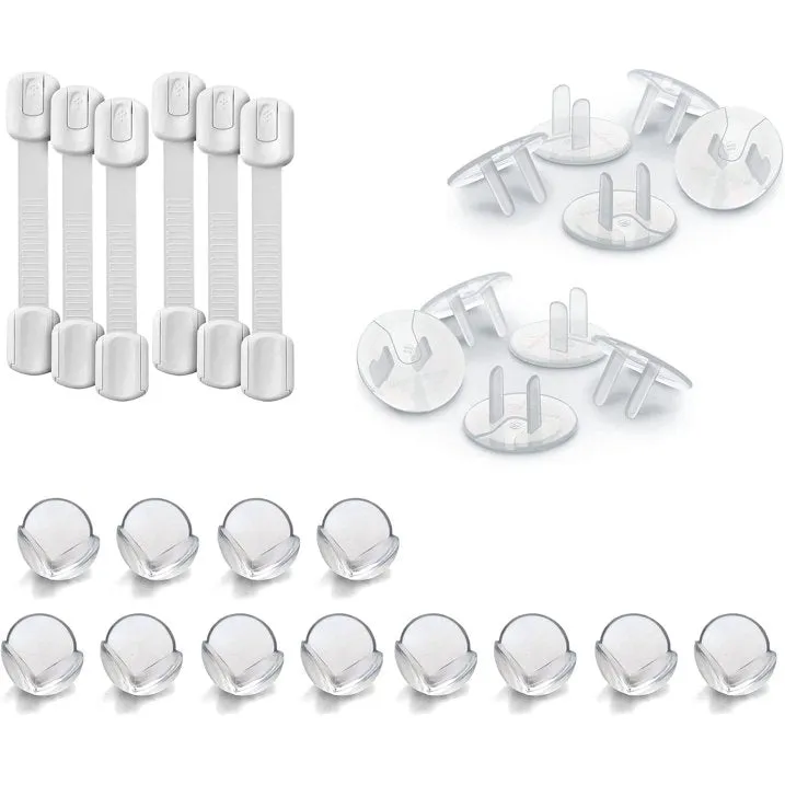 Baby Proof Me 6 Safety Strap Locks 12 Corner Protectors & 24 Outlet Covers