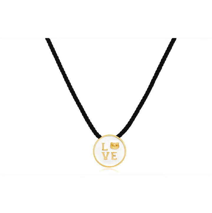 Chanteur Love Panda Enamel Yellow Gold Plating Girl's Necklace