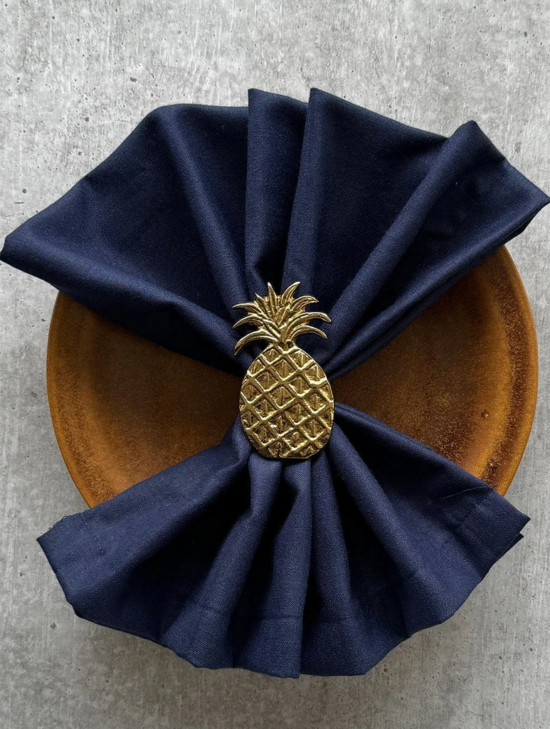 Casa Amarosa Pineapple Metal Napkin Ring - Set of 4