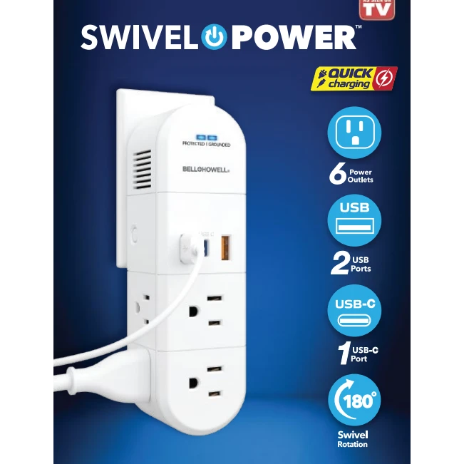 Bell + Howell Swiveling Charging Station USB Outlet Extender