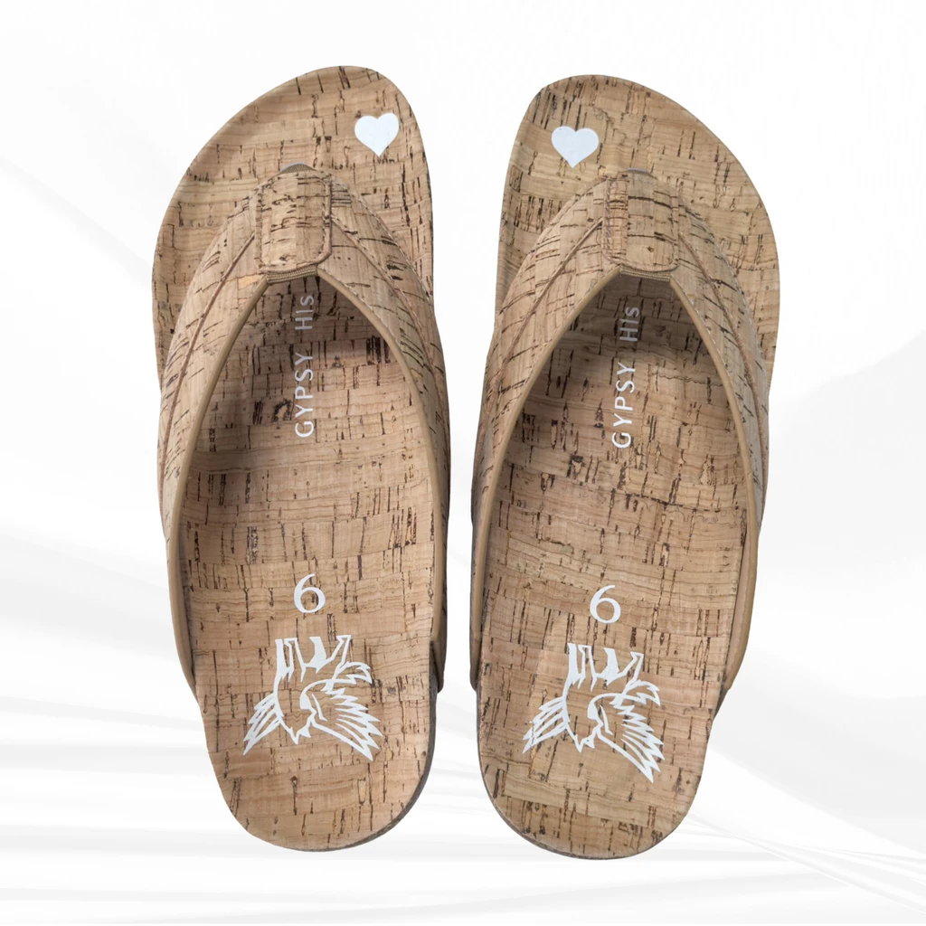 Gypsy Footwear  The Jessica Flip-Flops Triple Cork, Cork Cushion, Cork Footbed, Cork Upper, With Heel And Arch Support