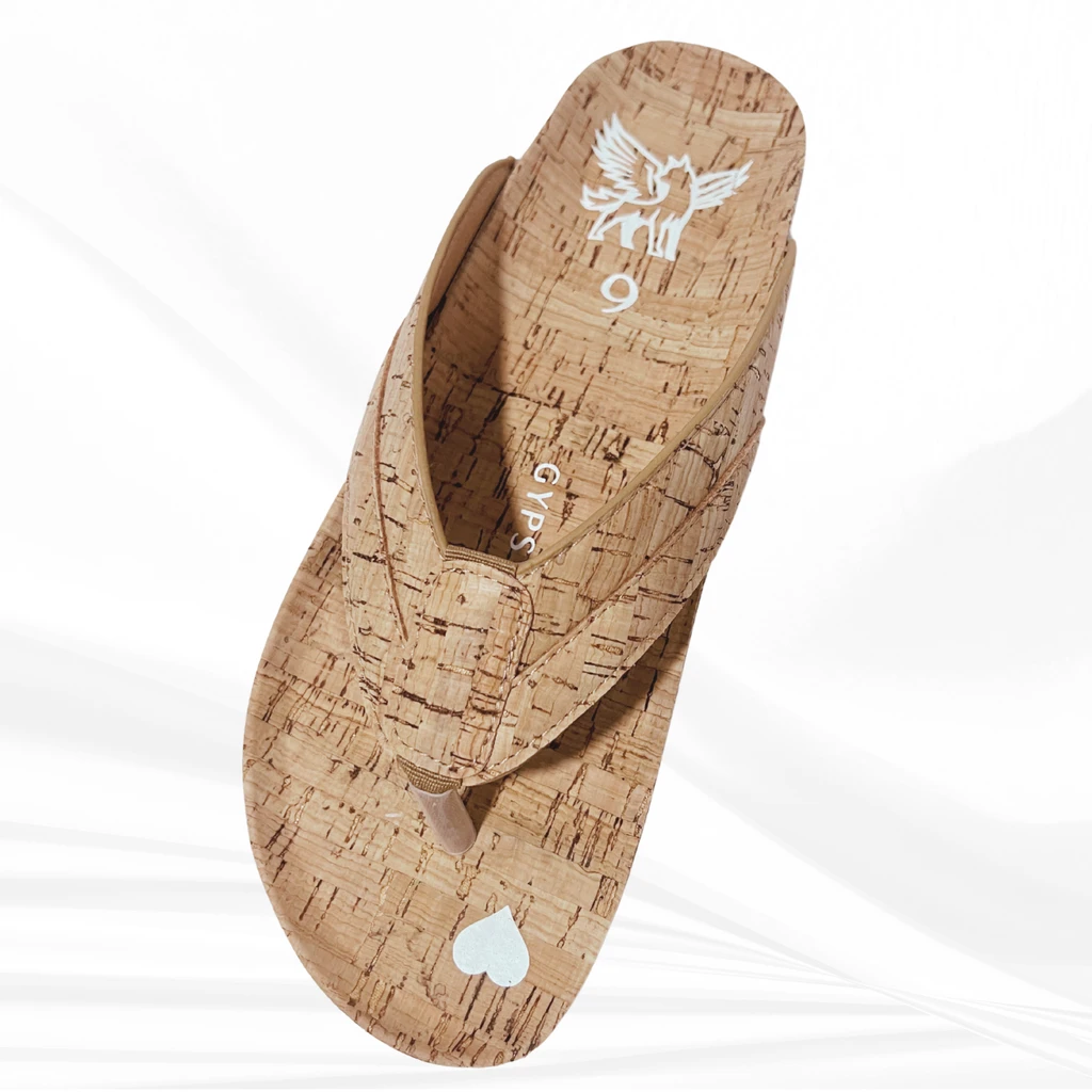 Gypsy Footwear  The Jessica Flip-Flops Triple Cork, Cork Cushion, Cork Footbed, Cork Upper, With Heel And Arch Support
