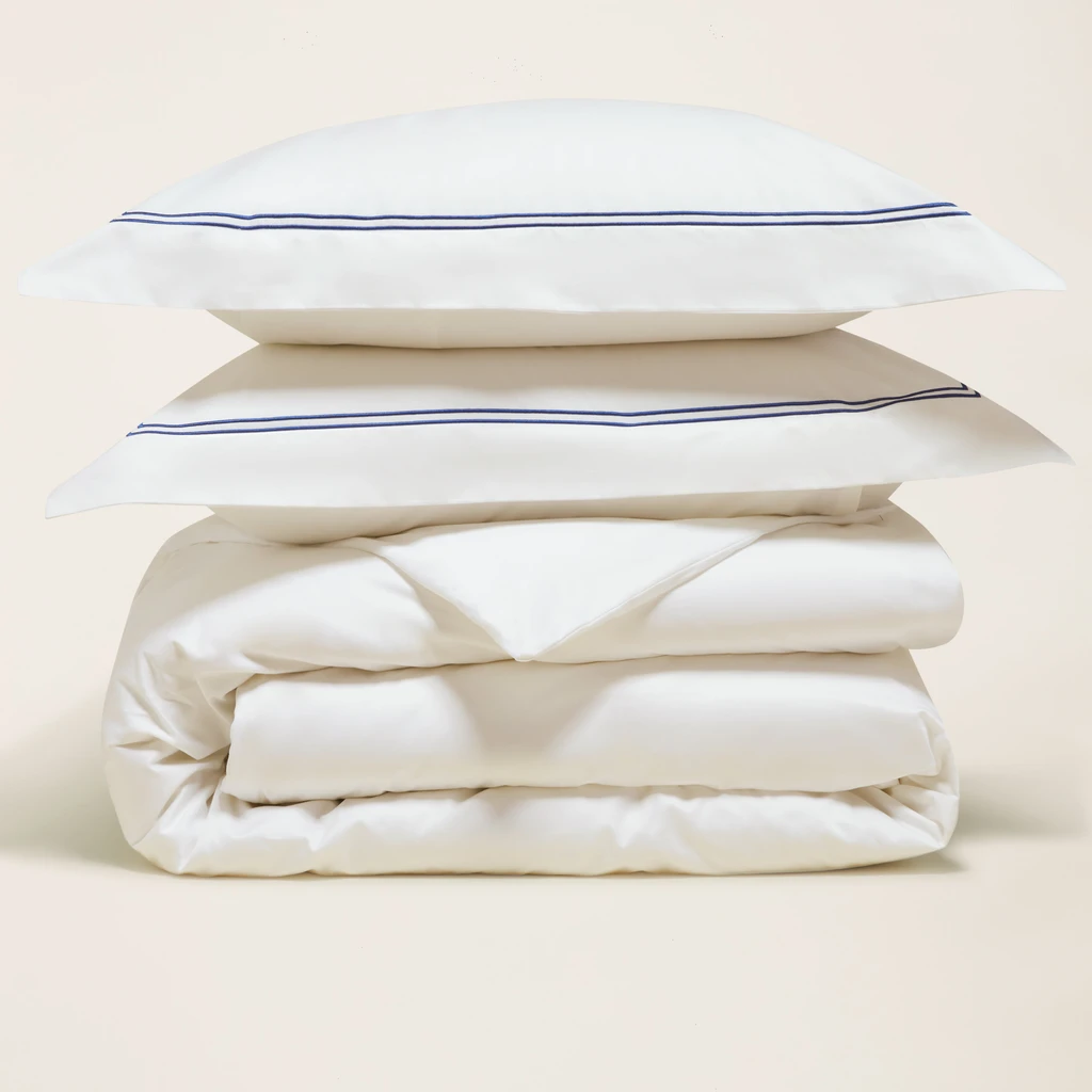 Italic Crisp Australian Percale Duvet Set