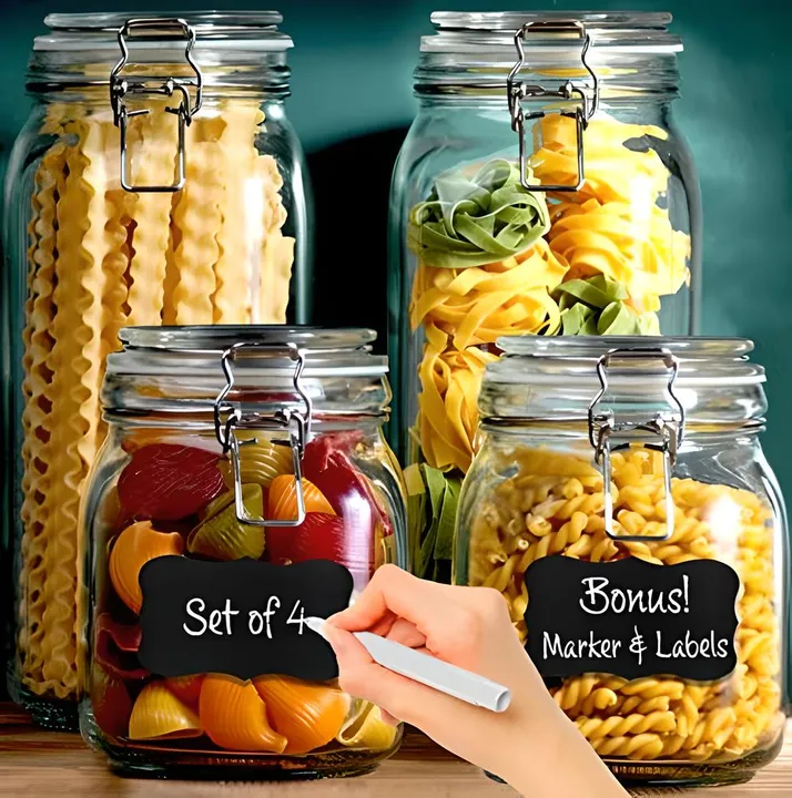 Le'raze Decor Glass Food Storage Jars With Airtight Lids