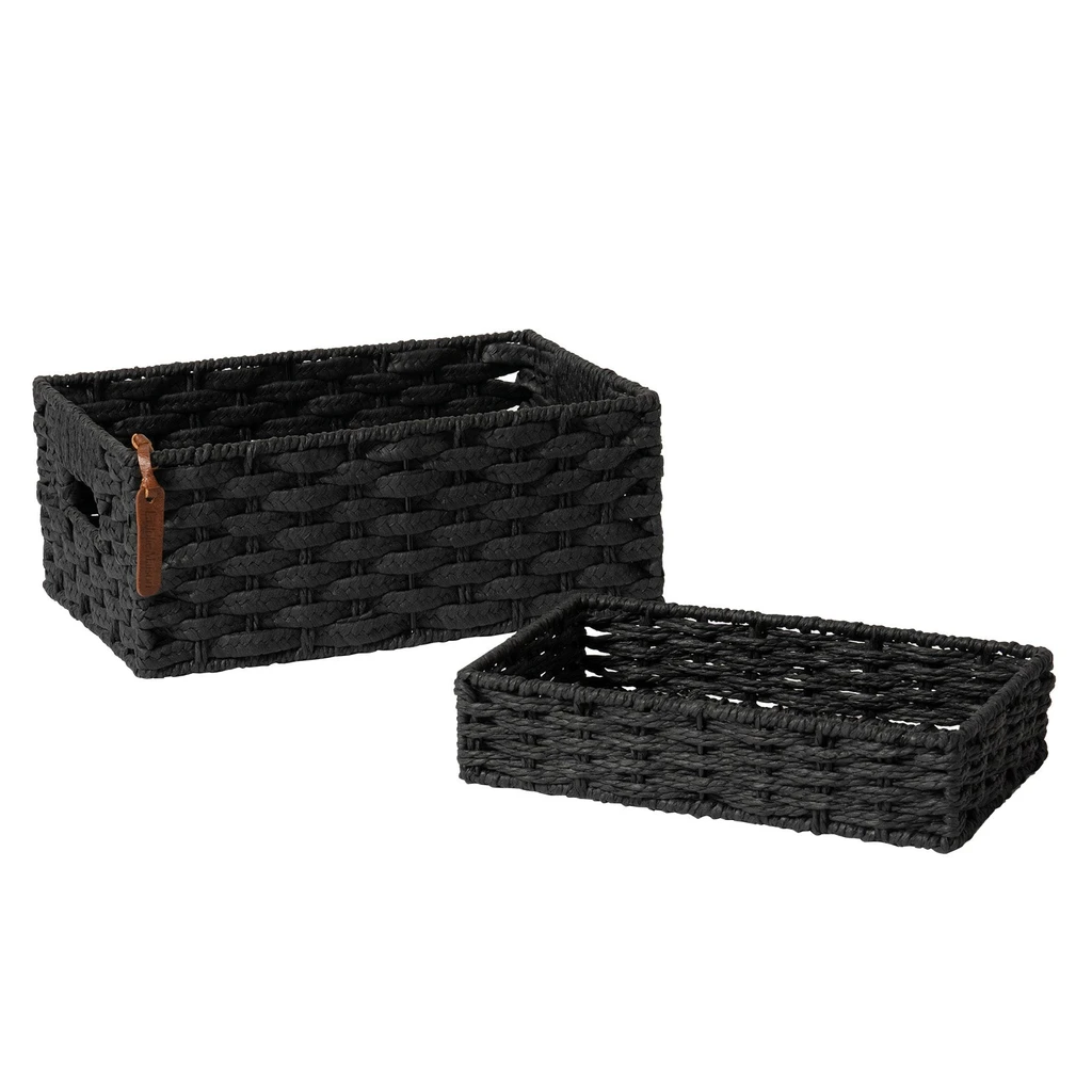 La Jolie Muse Lily - Maison Ebony Hand-woven Paper Rope Rectangular Storage Basket