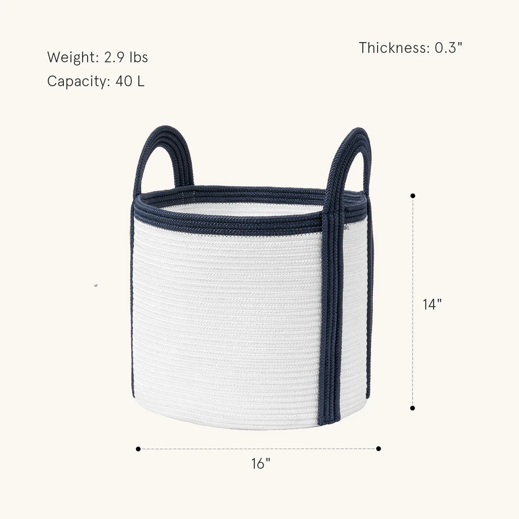 La Jolie Muse Lumière - Pearl Polypropylene Rope Round Laundry Basket M