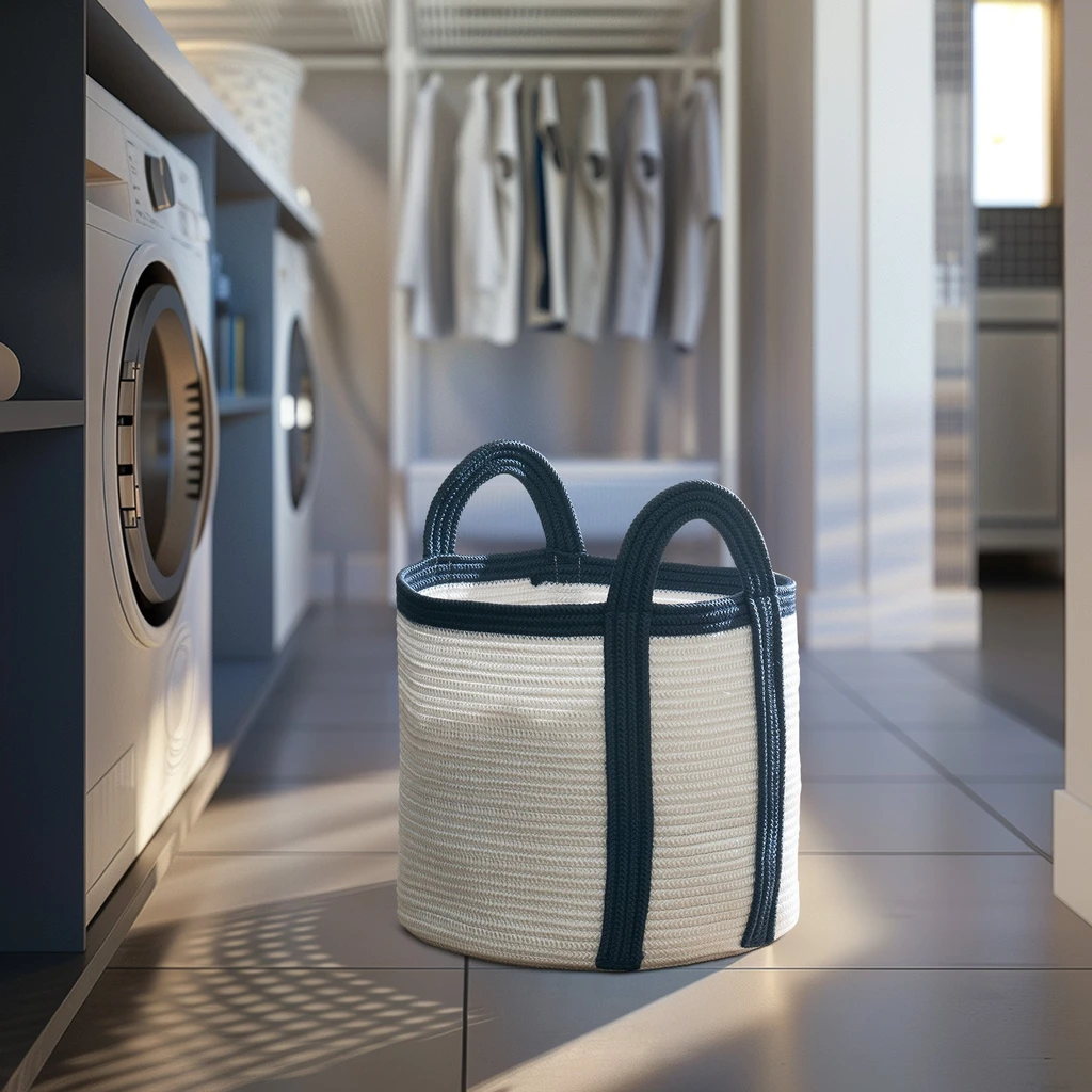 La Jolie Muse Lumière - Pearl Polypropylene Rope Round Laundry Basket M