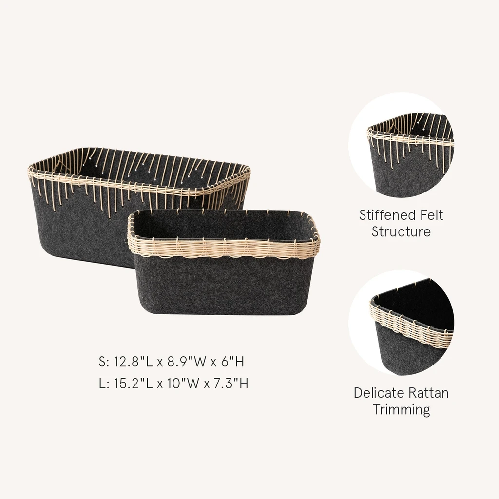 La Jolie Muse Yvette - Felt Rectangular Storage Basket M