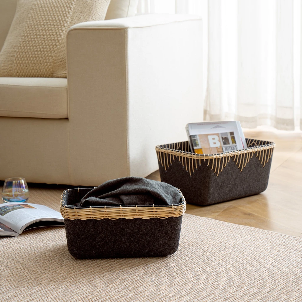 La Jolie Muse Yvette - Felt Rectangular Storage Basket M