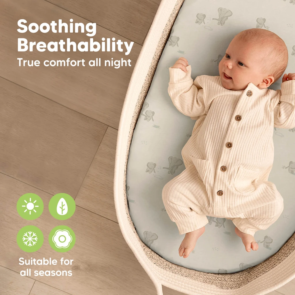 KeaBabies 2-Pack Soothe Fitted Bassinet Sheets