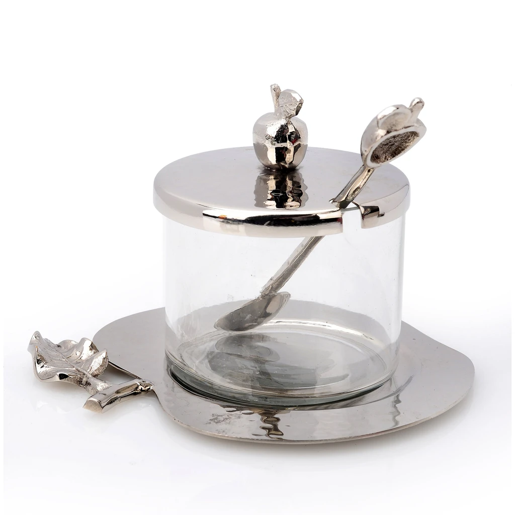 Classic Touch Apple Shaped Honey Jar With Spoon