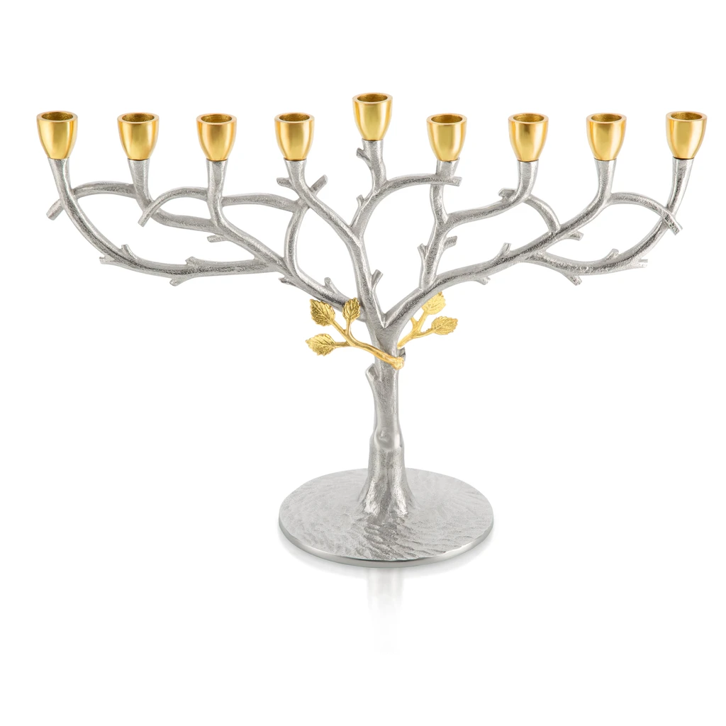 Classic Touch Two-tone Menorah With Leaf Design