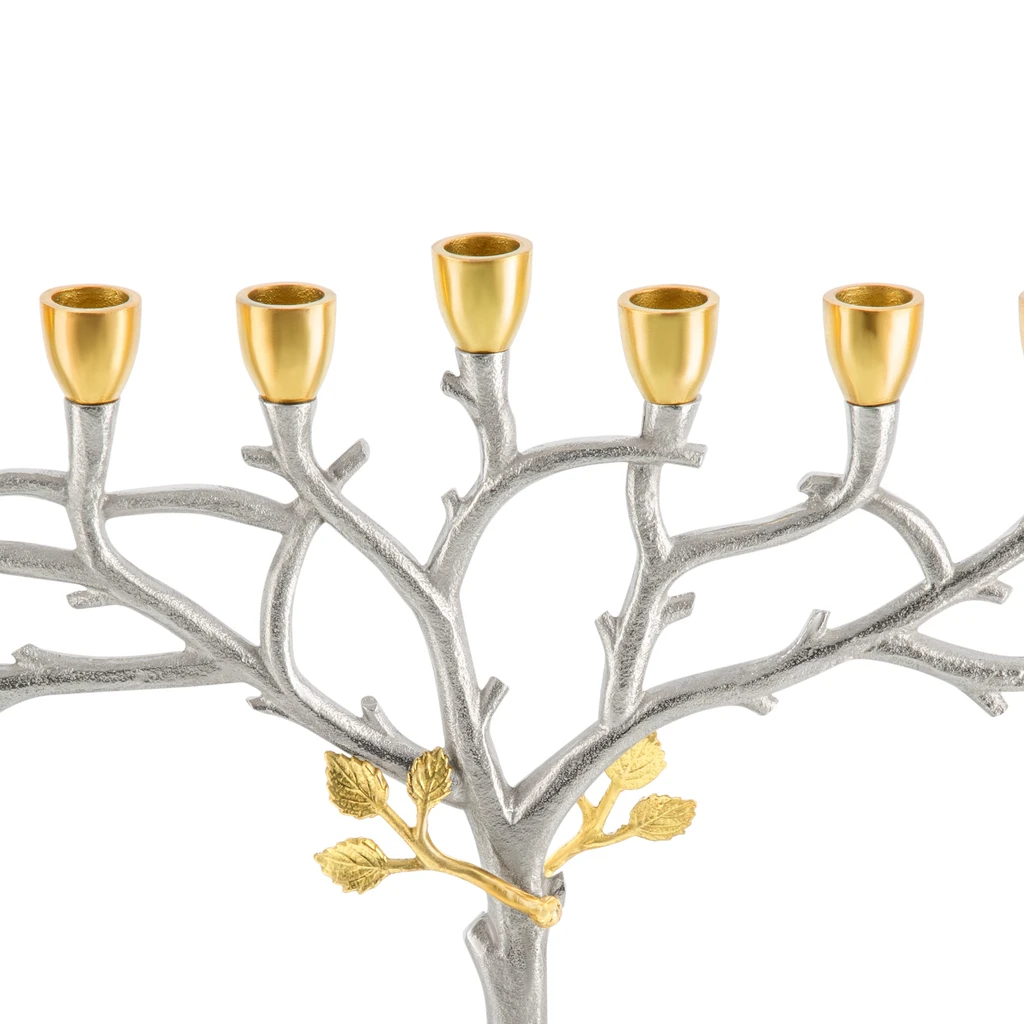 Classic Touch Two-tone Menorah With Leaf Design