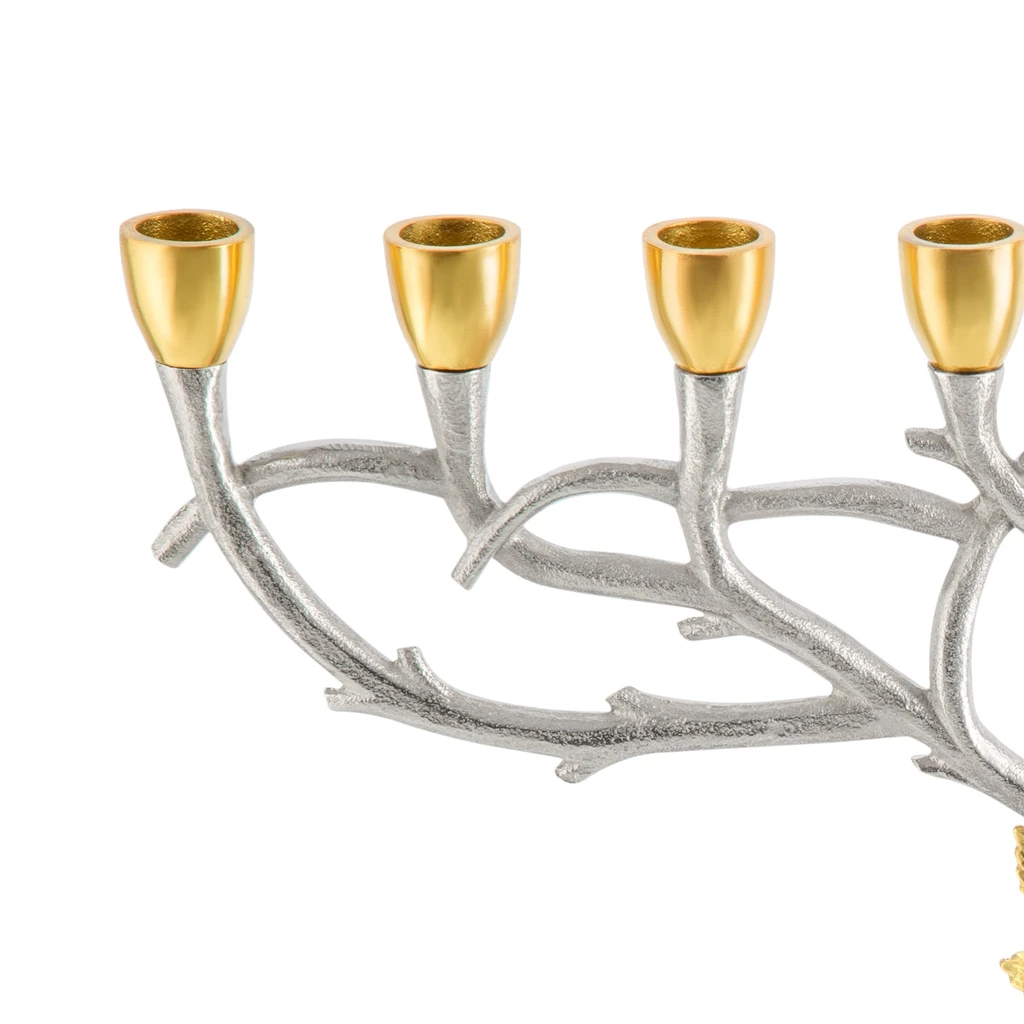 Classic Touch Two-tone Menorah With Leaf Design