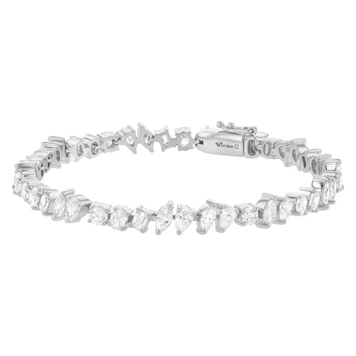Noémie Multi Shape Diamonds Tennis Bracelet - 18K Gold | vs Clarity