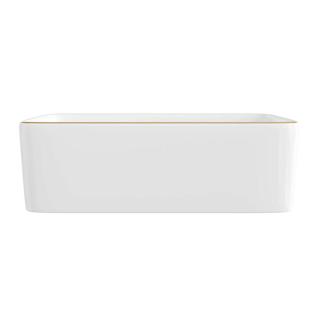 DeerValley Bath Rectangular Vessel Sink With Gold Trim