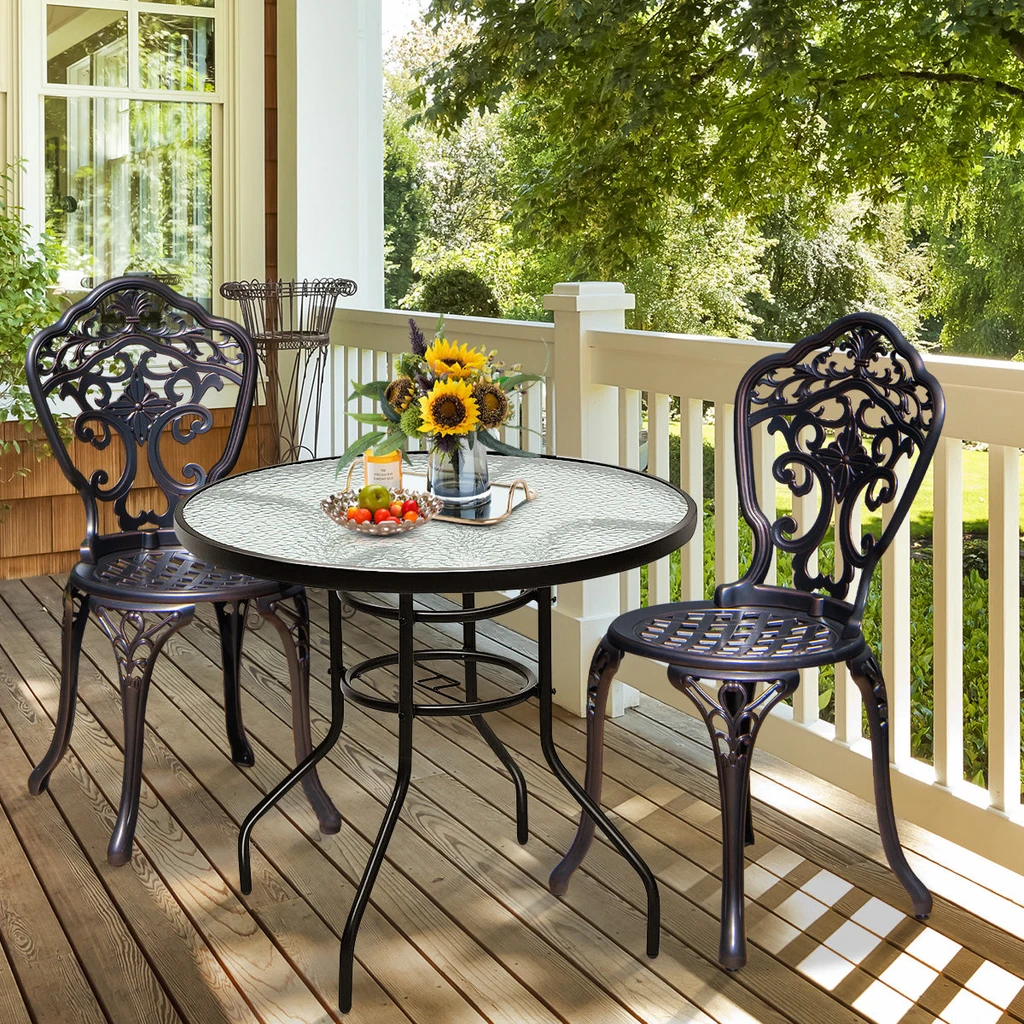 Directdeals 32 Inch Round Patio Table with Umbrella Hole