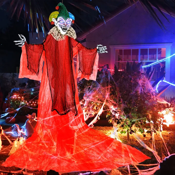 Directdeals 13.1ft Halloween Hanging Clown with Colorful Glowing Eyes