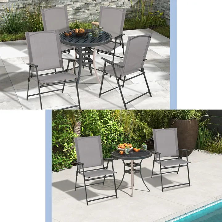 Directdeals 2-Piece Folding Patio Chairs with Armrests - Gray