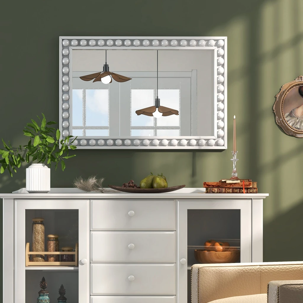 Directdeals Rustic Solid Wood Wall Mirror for Home Decor