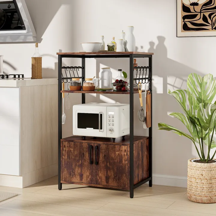Directdeals 3-Tier Kitchen Baker’s Rack with Cabinet & Open Shelves