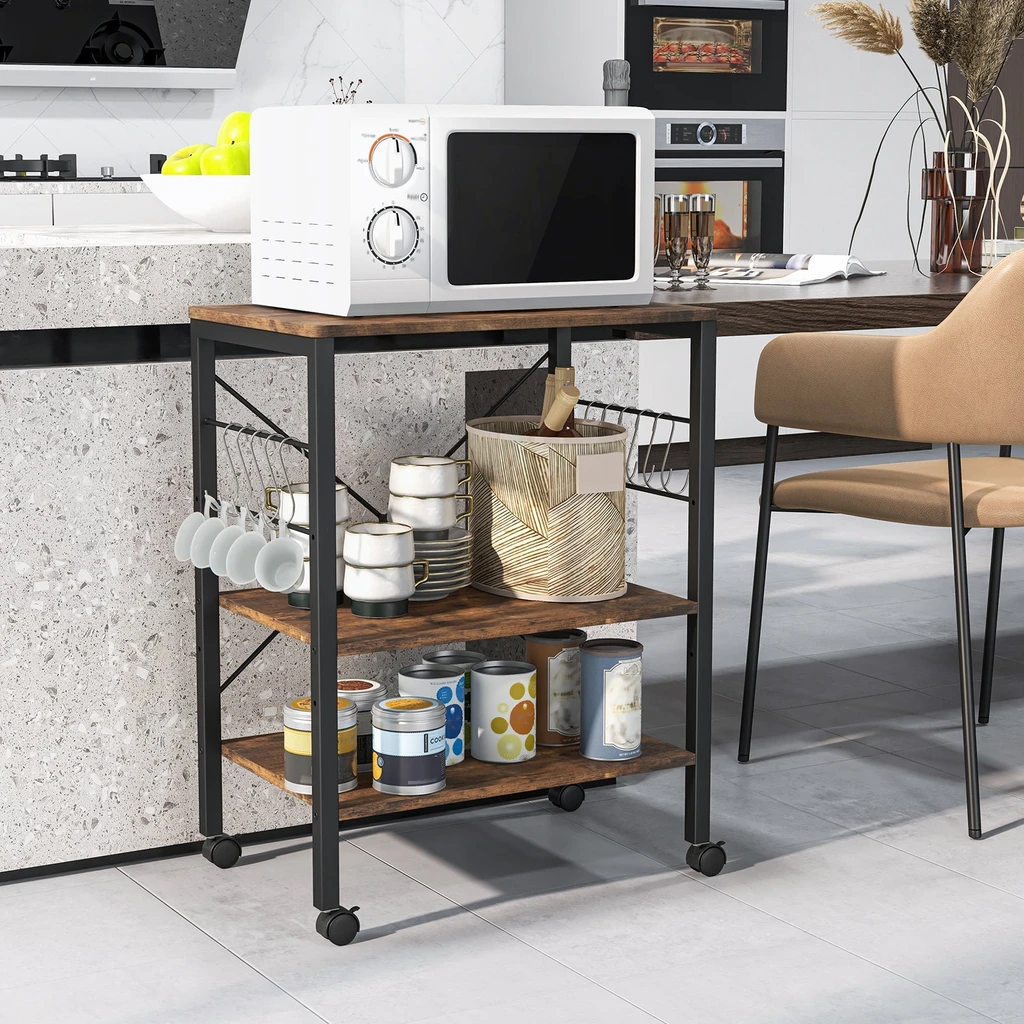 Directdeals 3-Tier Kitchen Baker's Rack with Hooks for Easy Storage