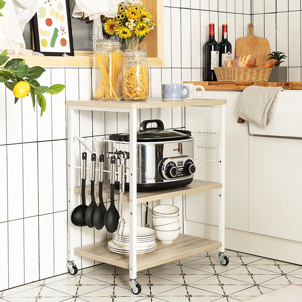 Directdeals 3-Tier Kitchen Baker's Rack with Adjustable Shelves & Hooks