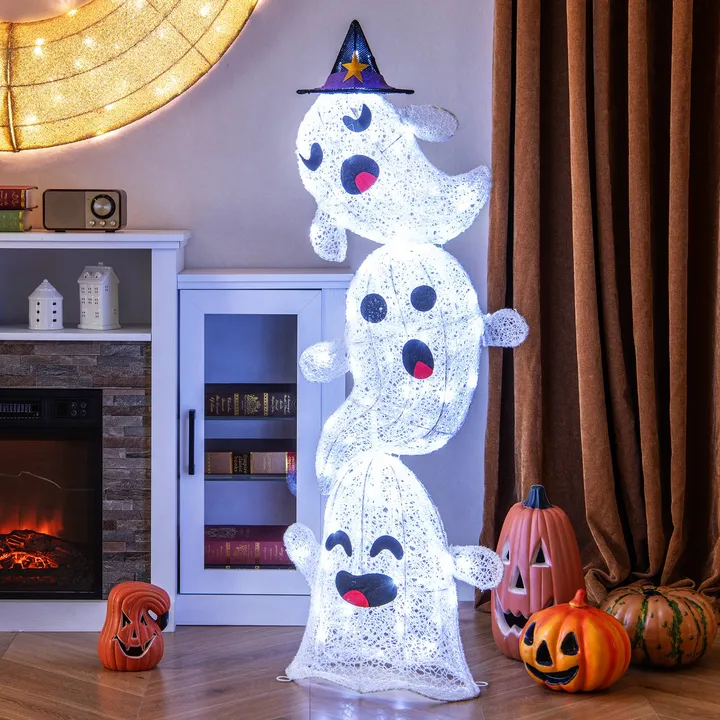 Directdeals 4 FT Lighted Stacked Ghosts Halloween Decoration