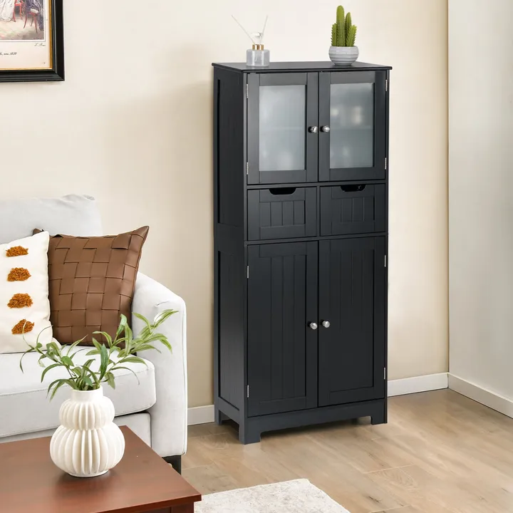 Directdeals 4 Door Freestanding Bathroom Storage Cabinet with Drawers