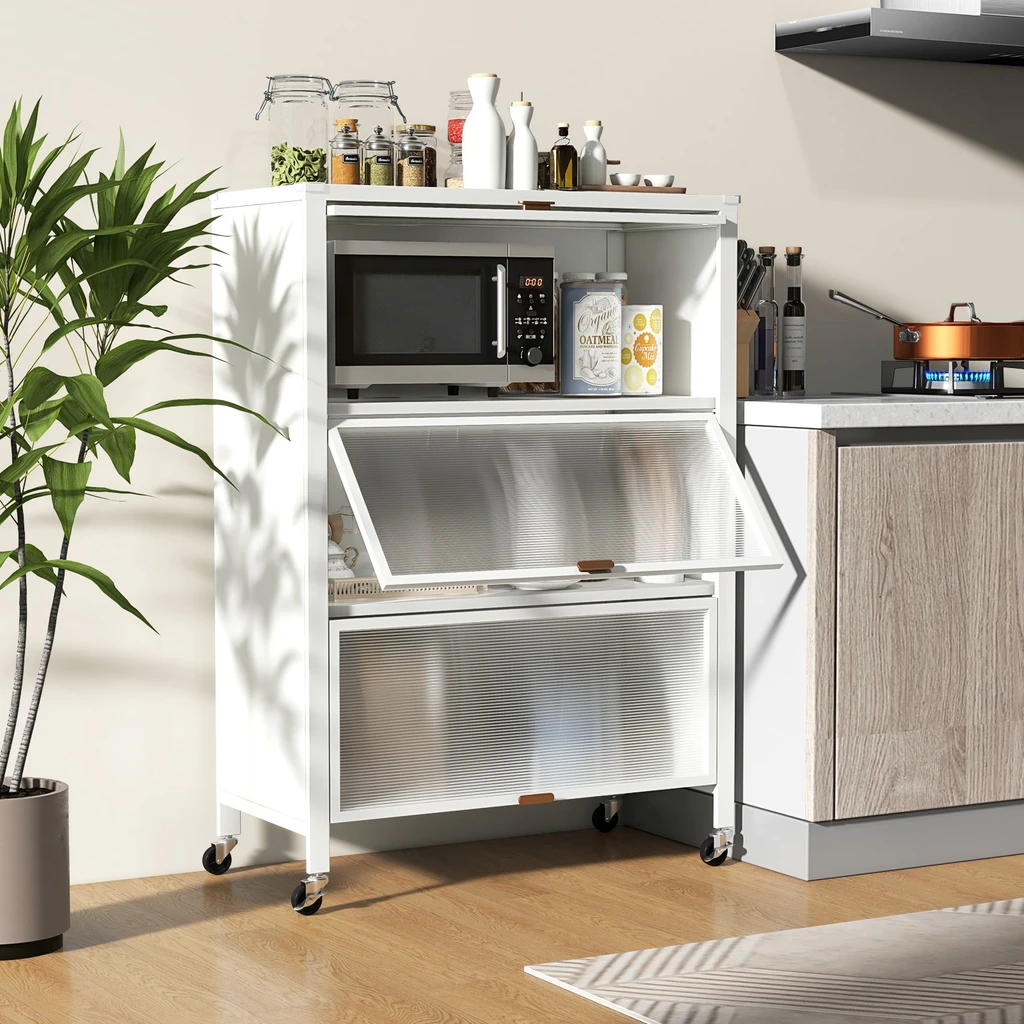 Directdeals 4-Tier Kitchen Bakers Rack with Flip Doors for Ample Storage