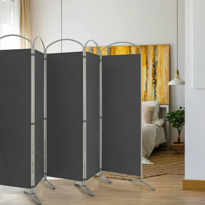 Directdeals 6-Panel Freestanding Folding Privacy Screen - Gray