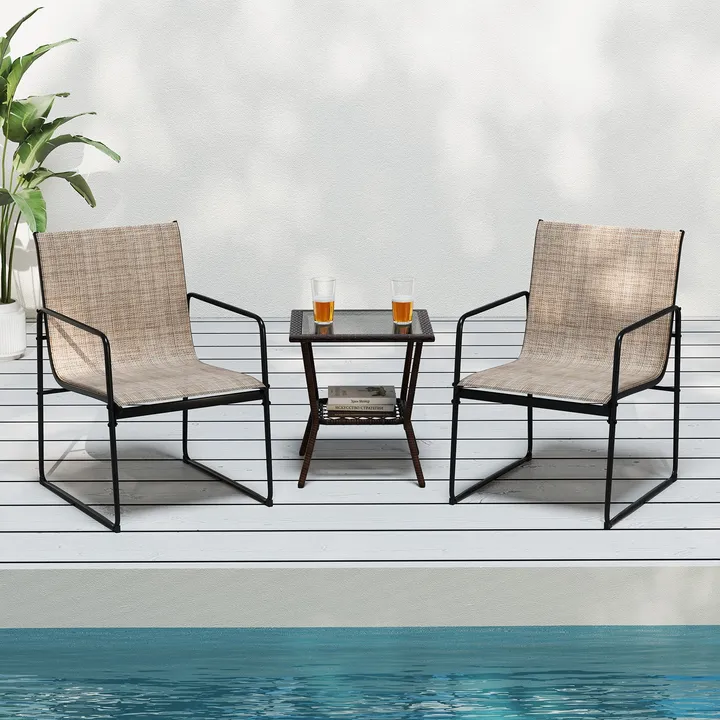 Directdeals Breathable Outdoor Dining Chairs Set of 2 for Patio Comfort
